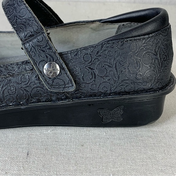 Alegria Belle Black Swirl BEL-521 Embossed Leather Mary Jane Flats - Size 7-7.5 - Picture 11 of 14